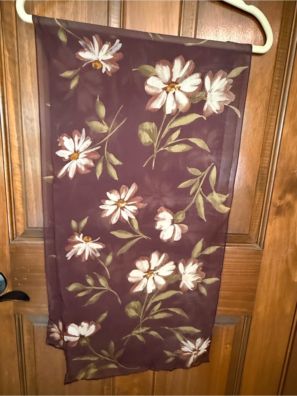 Echo Floral Sheer Scarf in Burgundy and Cream